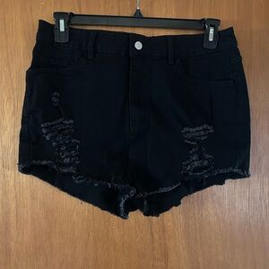 SHEIN Black Distressed Curve Jean Shorts NWOT